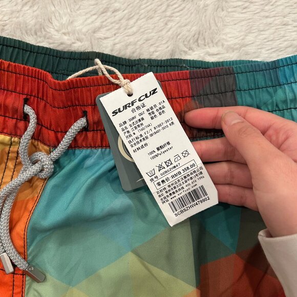 NWT Surf Cuz - Rainbow Diamond Pattern Board Shorts - M - Picture 7 of 13